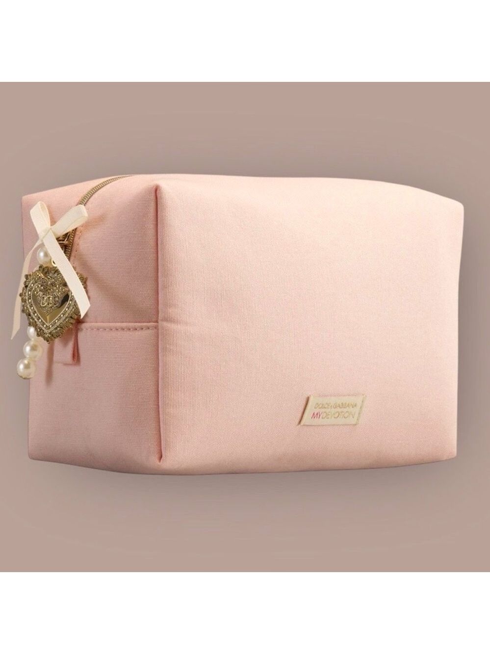 Dolce & Gabbana Makeup Bag Cosmetic Pouch Light Pink Medium New